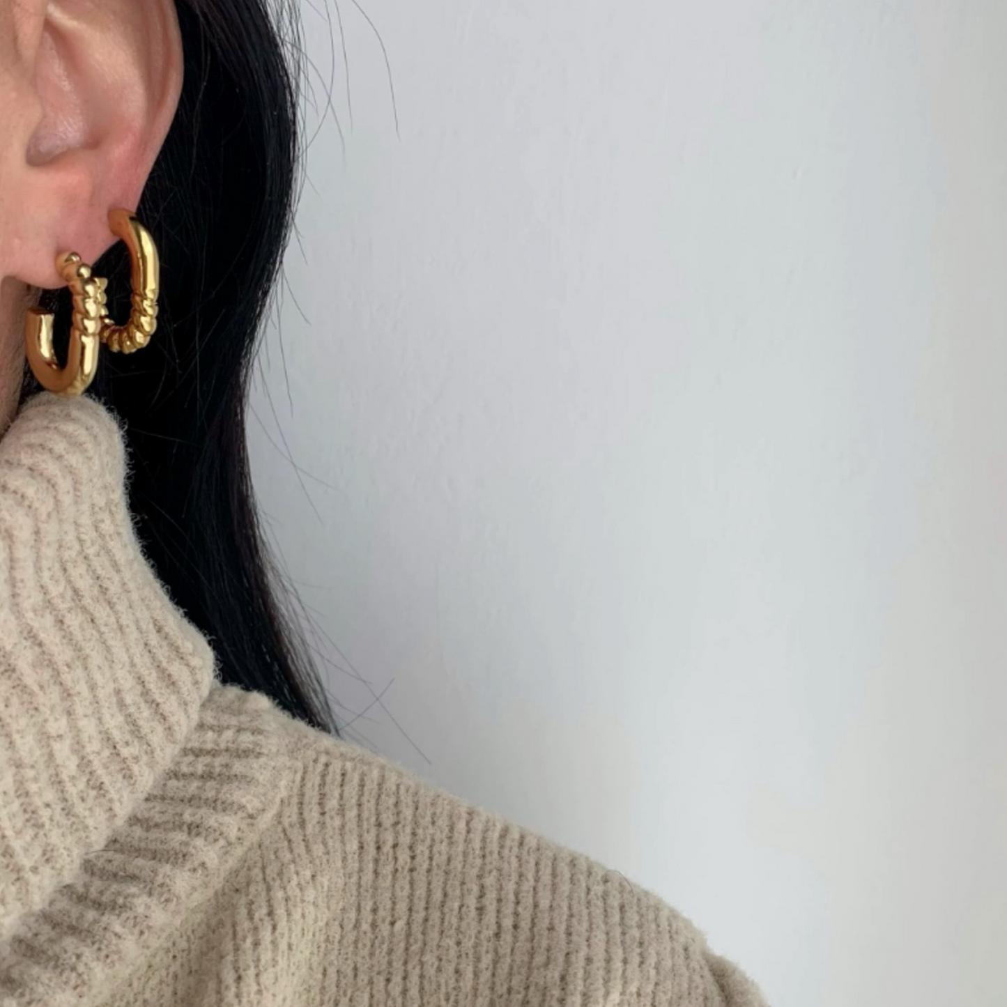 SQUARE TORCHON EARRINGS - Acciaio inossidabile