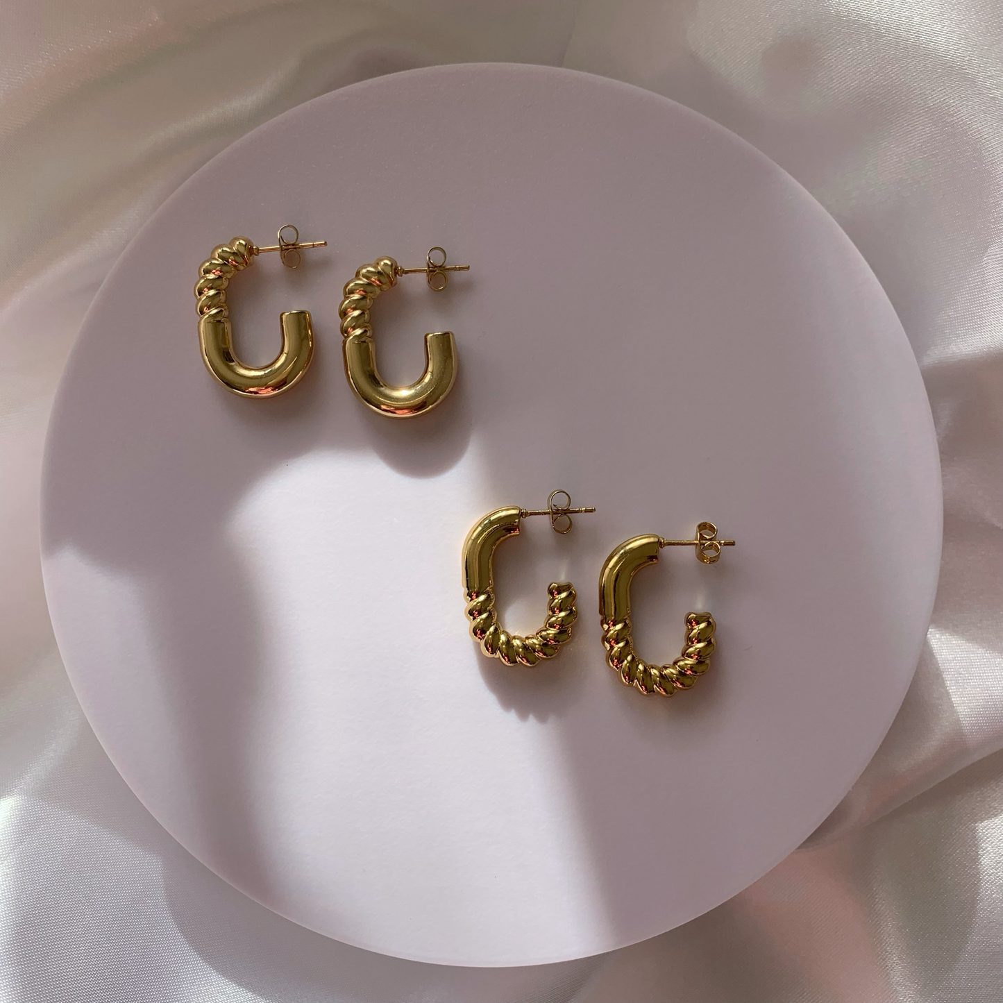 SQUARE TORCHON EARRINGS - Acciaio inossidabile