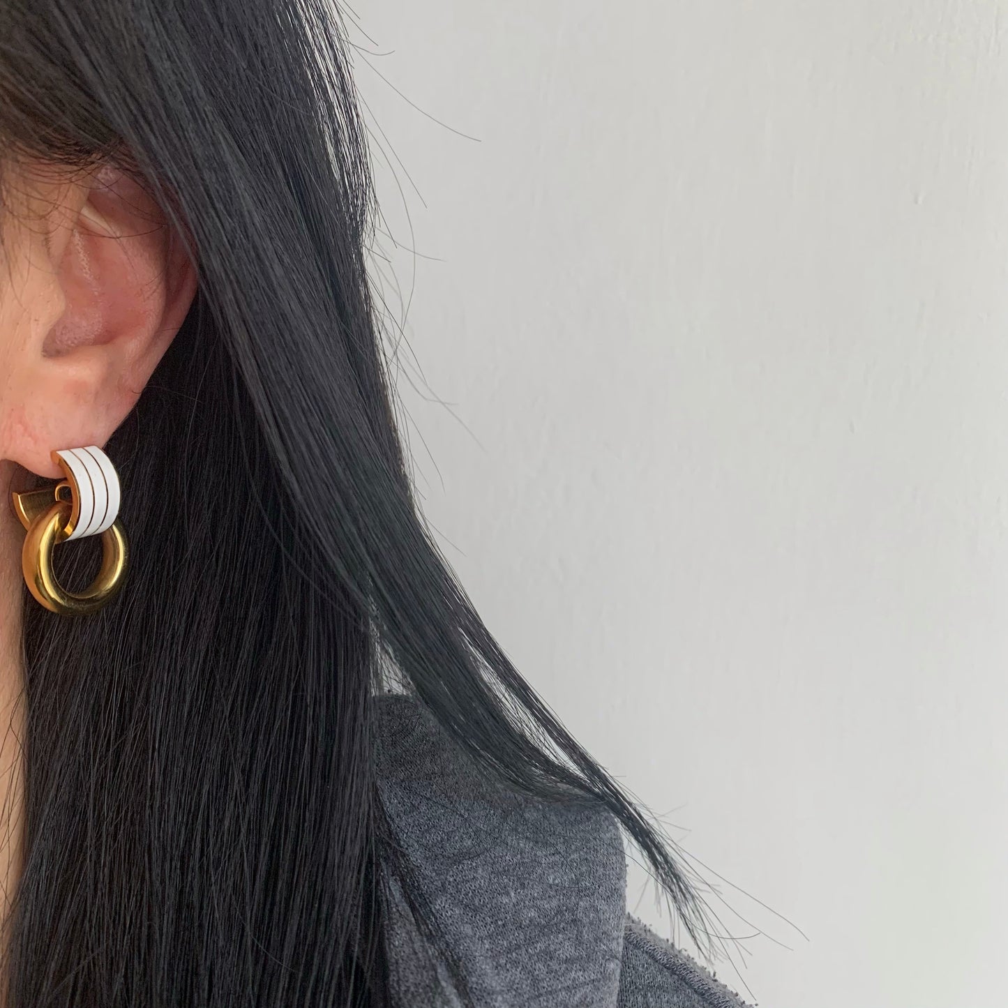 WHITE EARRINGS - Acciaio inossidabile
