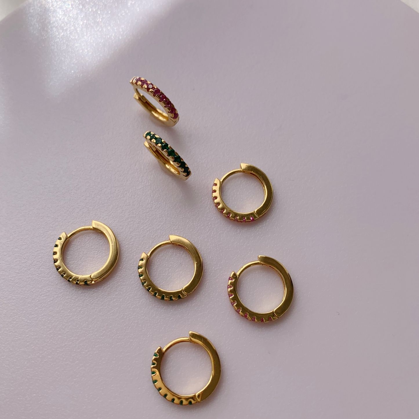 MINI HOOP CON ZIRCONI- Argento 925 placcato oro