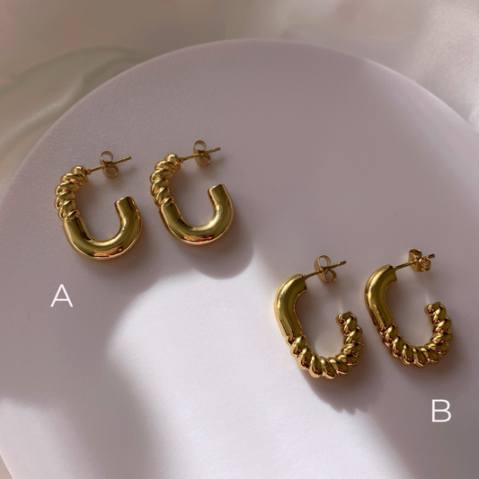 SQUARE TORCHON EARRINGS - Acciaio inossidabile