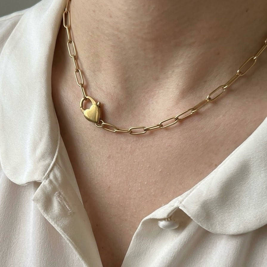 HEART CLASP NECKLACE - Acciaio inossidabile