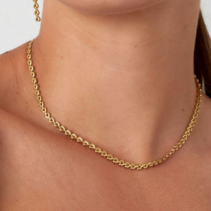 LINKED HEART NECKLACE - Acciaio inossidabile