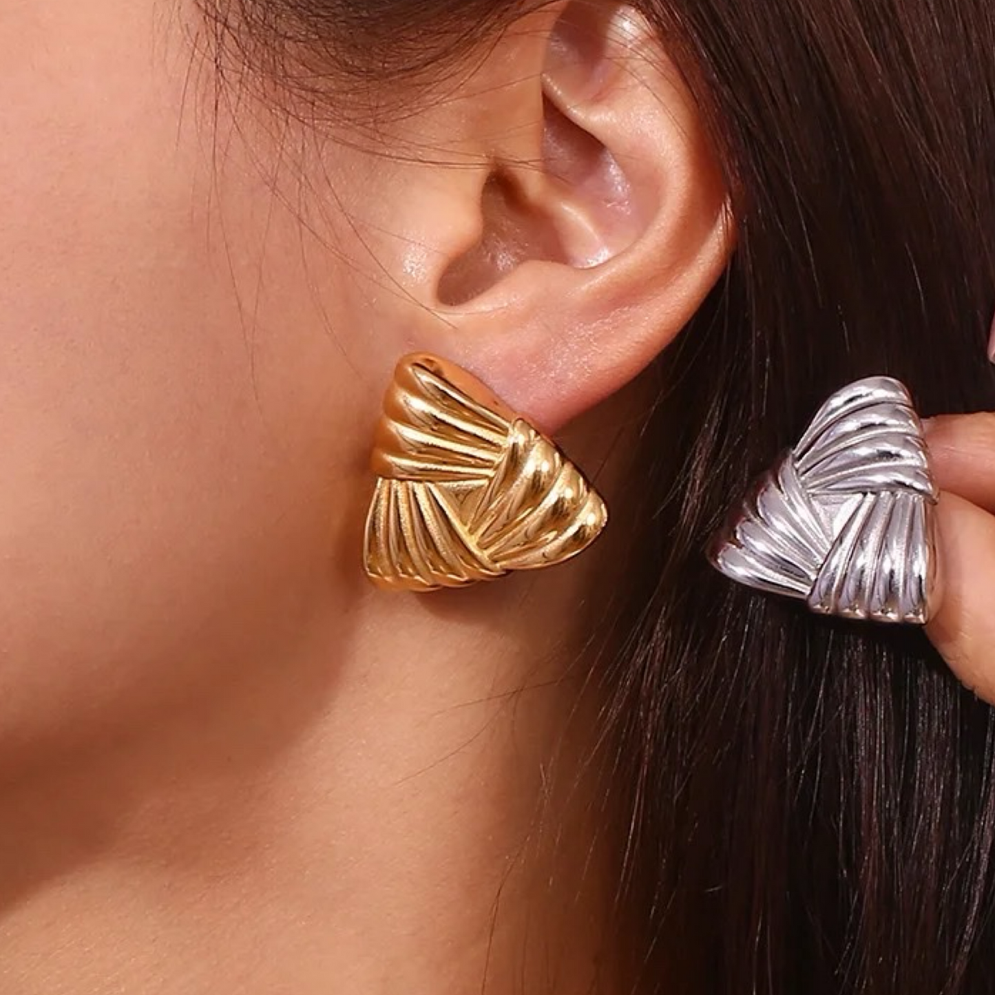 VINTAGE TRIANGLE EARRINGS - Acciaio inossidabile