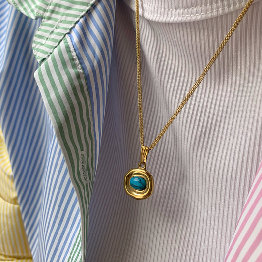 TURQUOISE BUTTON CHAIN - Acciaio inossidabile