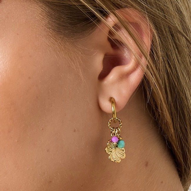 FLOWER CHARM HOOP - Acciaio inossidabile