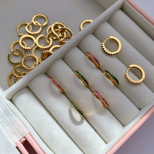 MINI HOOP CON ZIRCONI- Argento 925 placcato oro