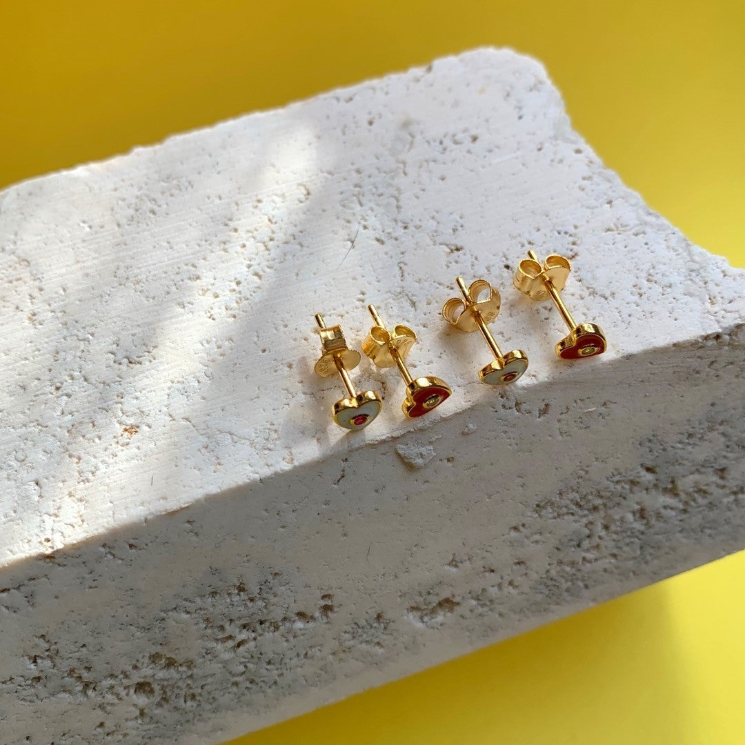 MINI HEART STUD - Argento 925 placcato oro