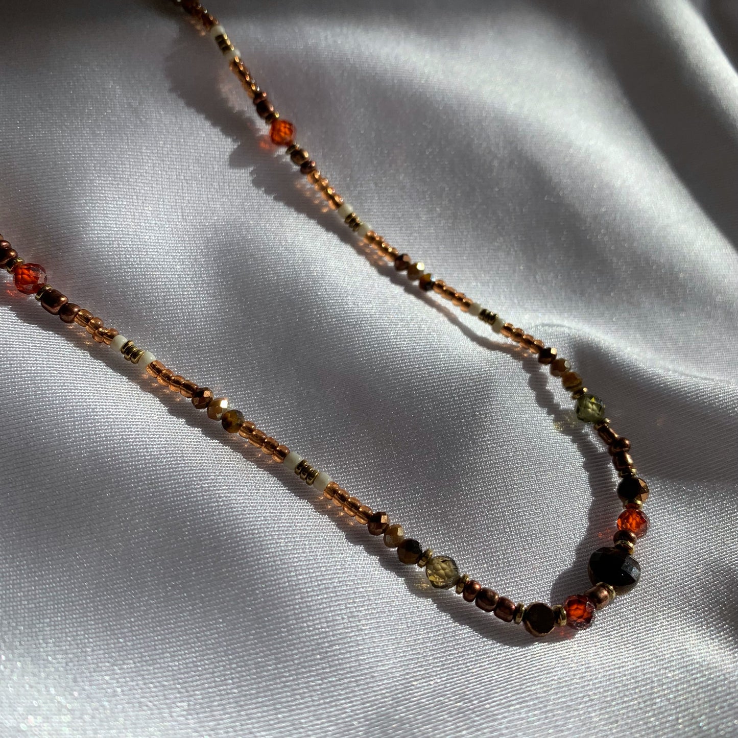 BROWN BEADS NECKLACE - Acciaio inossidabile