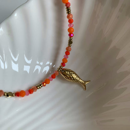 BEADS&FISH NECKLACE  - Acciaio inossidabile