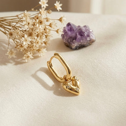 HEART OVAL EARRING - Acciaio inossidabile