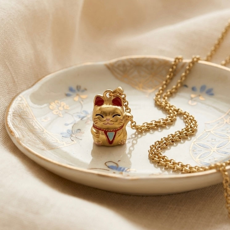 MANEKI-NEKO NECKLACE  - Acciaio inossidabile