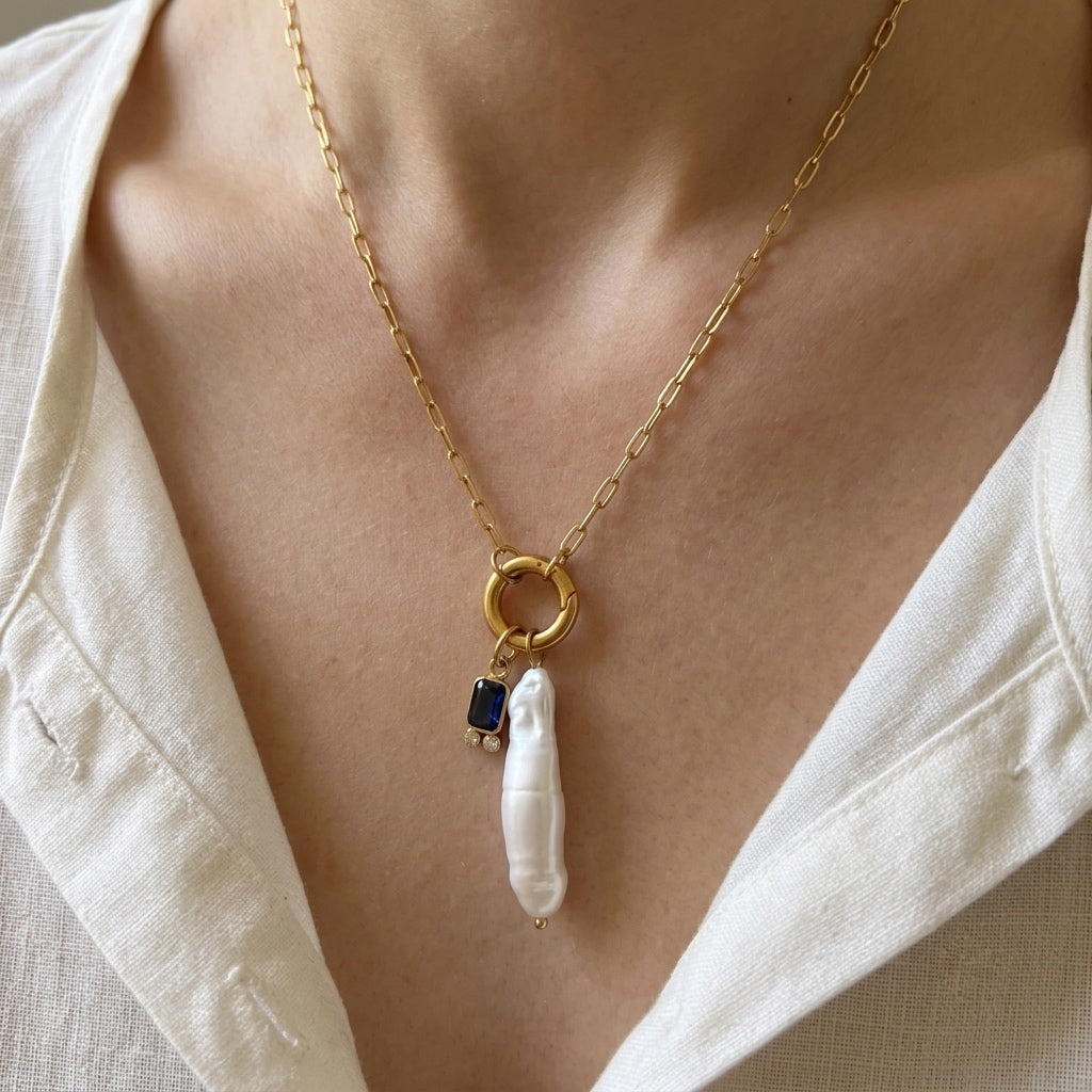 SALT & PEARL NECKLACE - Acciaio inossidabile