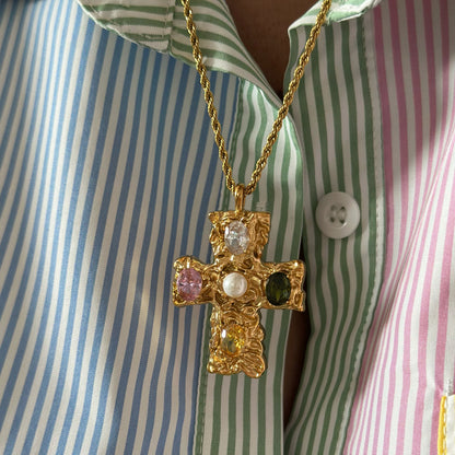 BAROQUE CROSS NECKLACE - Acciaio inossidabile