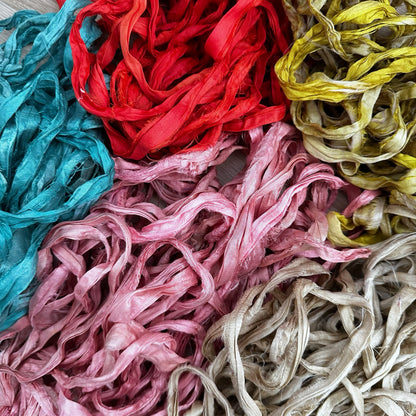 SARI SILK NECKLACE - Seta Sari e acciaio inossidabile