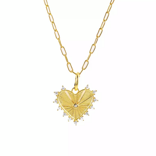 LINK HEART NECKLACE - Argento 925 placcato oro