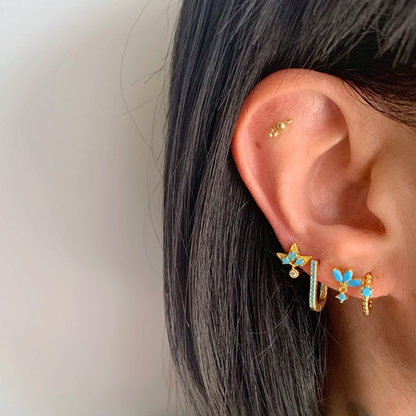 TURQUOISE HOOPS - Argento 925 placcato oro